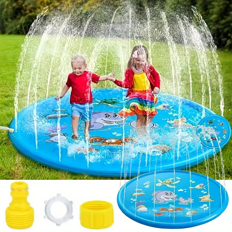 Die 1-Meter-PVC-Delfin-Wassersprühmatte ist ein Wasserspielzeug für Kinder und Hunde, sehr geeignet für Rasenflächen, Parks und Hausgärten.