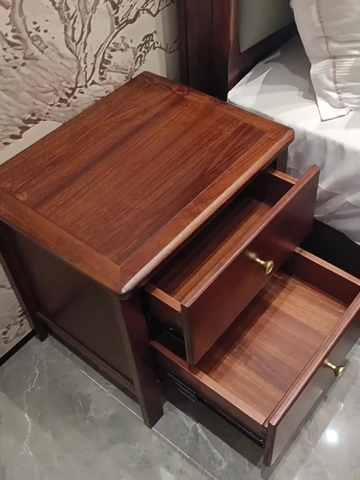 

Bedside Table Solid Wood Modern Luxury Bedroom Household New Chinese Storage, Bedside Double-drawer Locker Bedroom Furniture