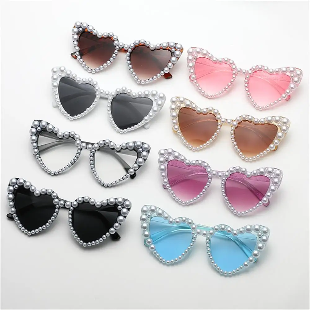 

Outdoor UV400 Bling Party Glasses Heart Sunglasses Shades Pearls Sun Glasses
