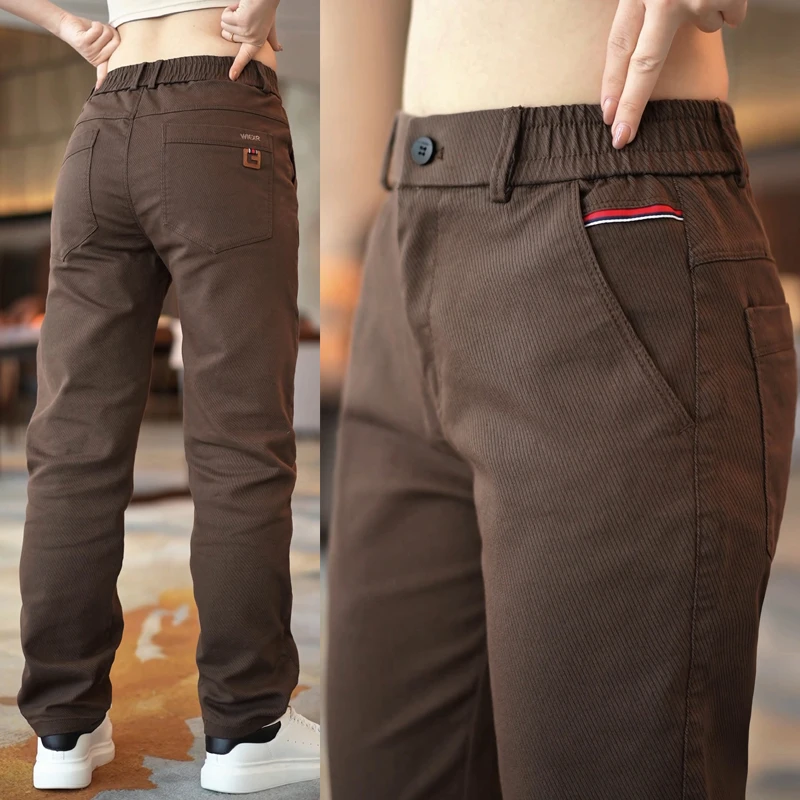Cotton Straight Fit Stretch New Casual Pants Men Chino Trousers Male Formal Work Business Dress Khaki Fashion Autumn Winter Pant