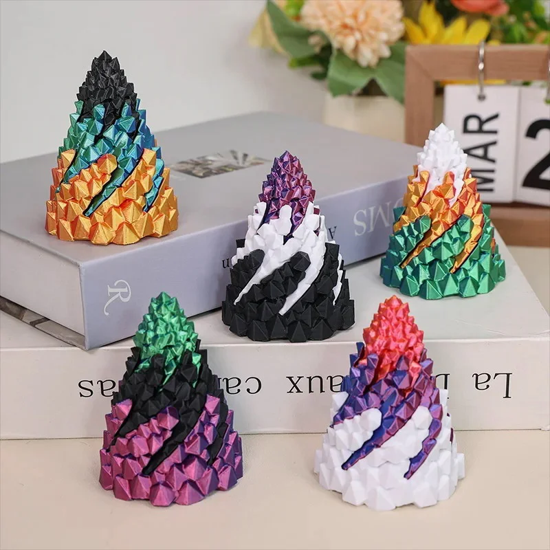 

Three Layer Spiral Cone Impossible Stone Passthrough Fidget Helix Rotating Pressure Reducing Toy Pyramid Ornaments 3D Printed