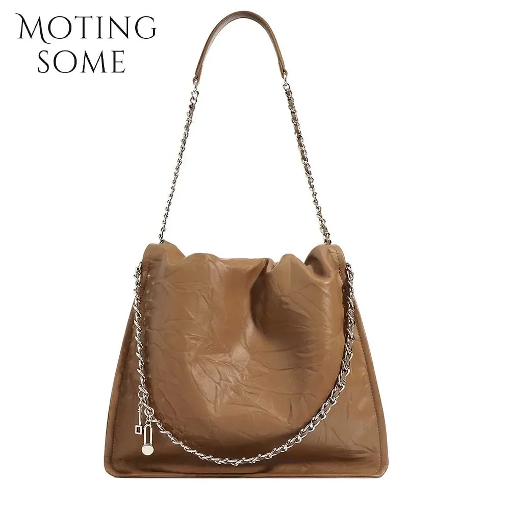 

MS Luxury Cow Leather Woman Bags 100% Natural Leather Handbag for Lady Daily Bag Unique Chains Shoulder Casual Tote 2023 New