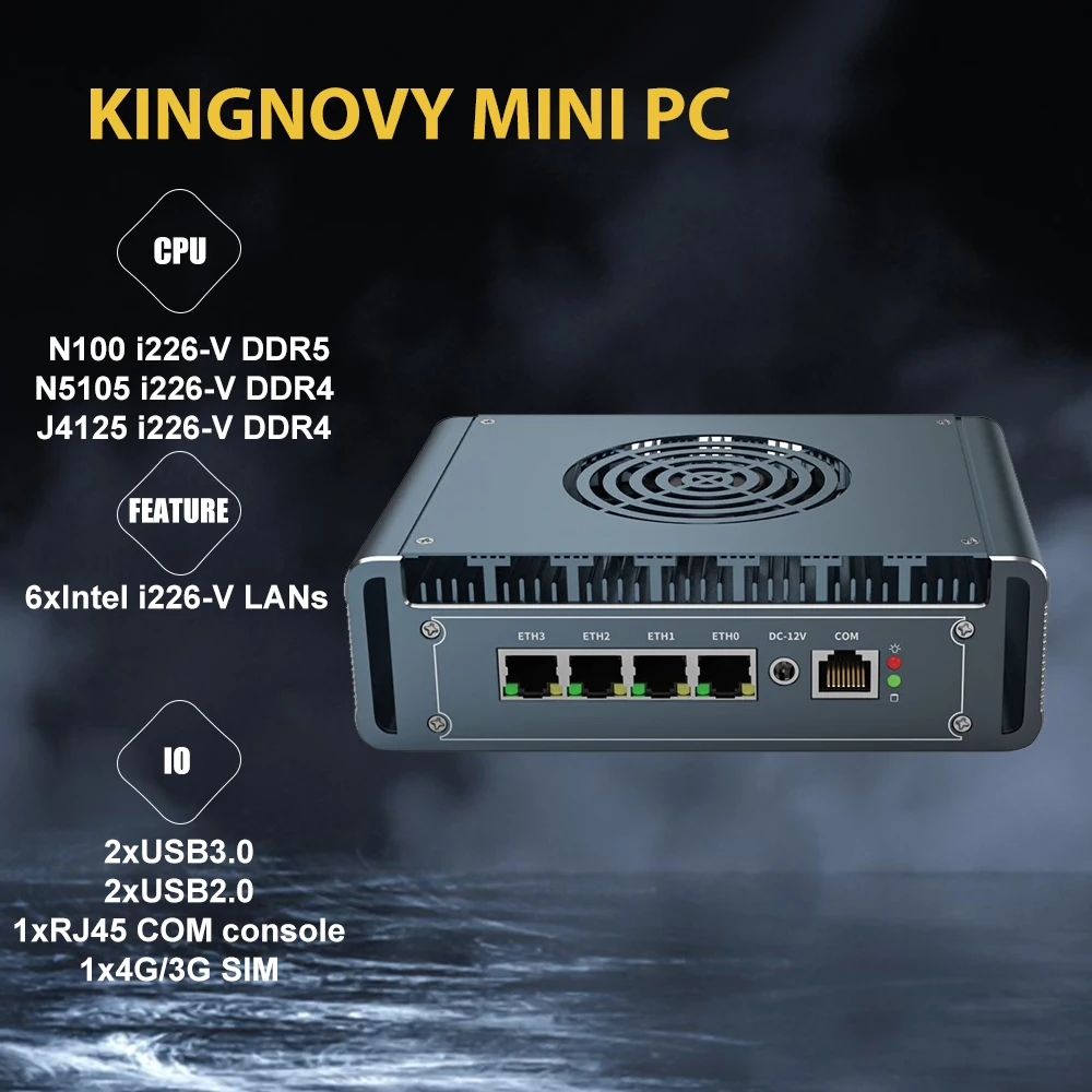 

12th Gen Intel N100 Firewall Router Aluminum with Fan 4x i226 2.5G LAN Celeron N5105 J4125 pfSense PVE Computer Firewall Mini PC