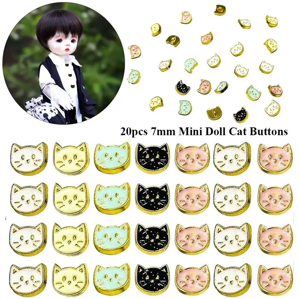 20Pcs mm Mini Doll Ultra-small Cat Buckles 1/6 Doll Clothes Coat Buckles Doll Shoes Buckle DIY Doll Clothing Buckles Accessories