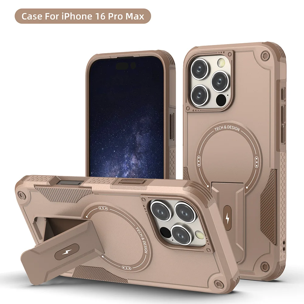 Militärisch Stoßfeste Handyhülle für iPhone 11 12 13 14 15 16 17 Pro Max mit Magnetischer Drahtloser Aufladung und Unsichtbarem Ständer – Detail 15