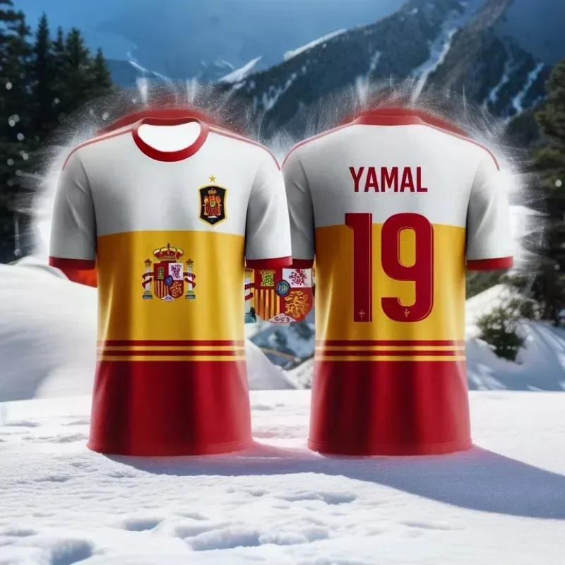 2024 Spain Jersey Yamal Football Training Jersey 3D Printing Quick Drying Team Large Size Children's Boy's Clothing Top Shirts