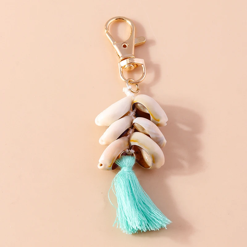 Bohemian Tassel Keychain Summer Beach Shell Charms Keyrings for Women Men Car Key Handbag Pendants Key Chains DIY Accessories