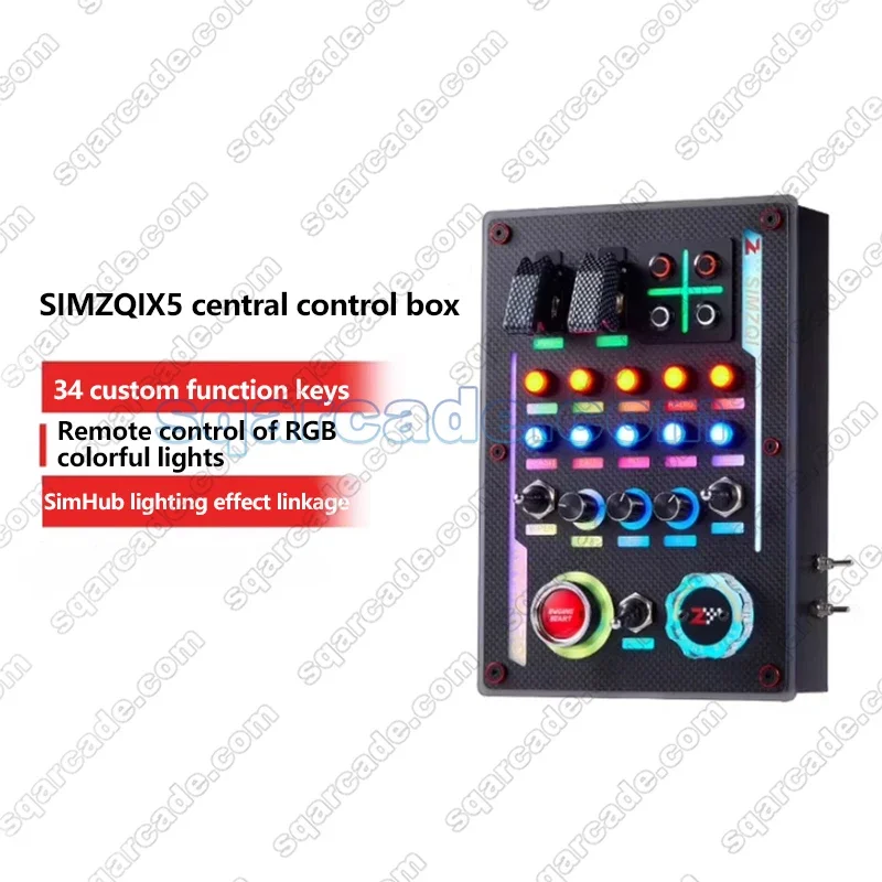 Simulator Balap SIMZQI X5 RGB Kotak Kontrol Kotak Tombol Pusat Balap PC USB Multifungsi untuk Thrustmaster Logitech Simaginic