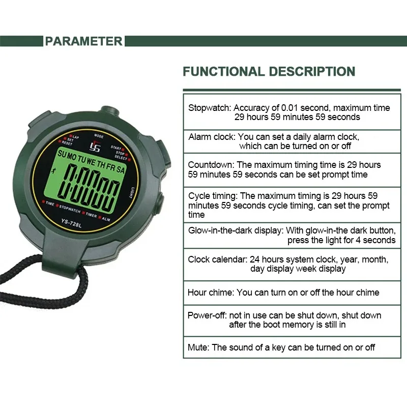 30h Chronometer Handheld Pocket Stopwatch 0.01s Accuracy Professional Digital Sport Stopwatch LCD Timer Stop Watch Timer Tools