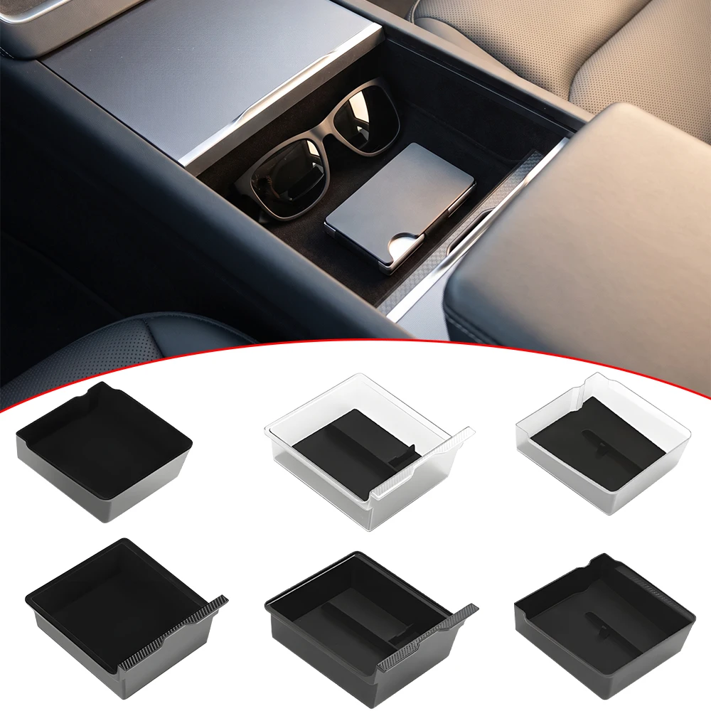For Tesla Model 3 Highland Model Y Juniper Model YL Center Console Armrest Storage Box Console Organizer Tray Car Armrest Drawer