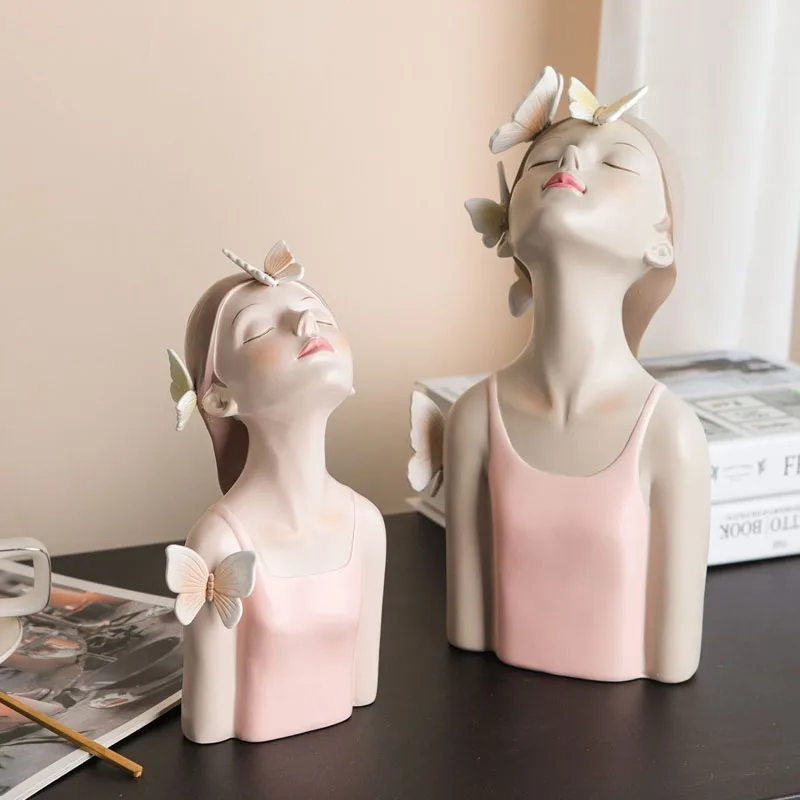 Nordic Resin Butterfly Girl Figurines Resin Ornaments Creative Sculpture Modern Decoration Desktop Crafts Gifts Home Decortion