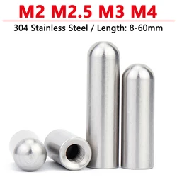 2-10pcs M2 M2.5 M3 M4 암나사 둥근 머리 원통형 핀 304 스테인레스 스틸 위치 지정 은못 중공 핀 길이 8-60mm