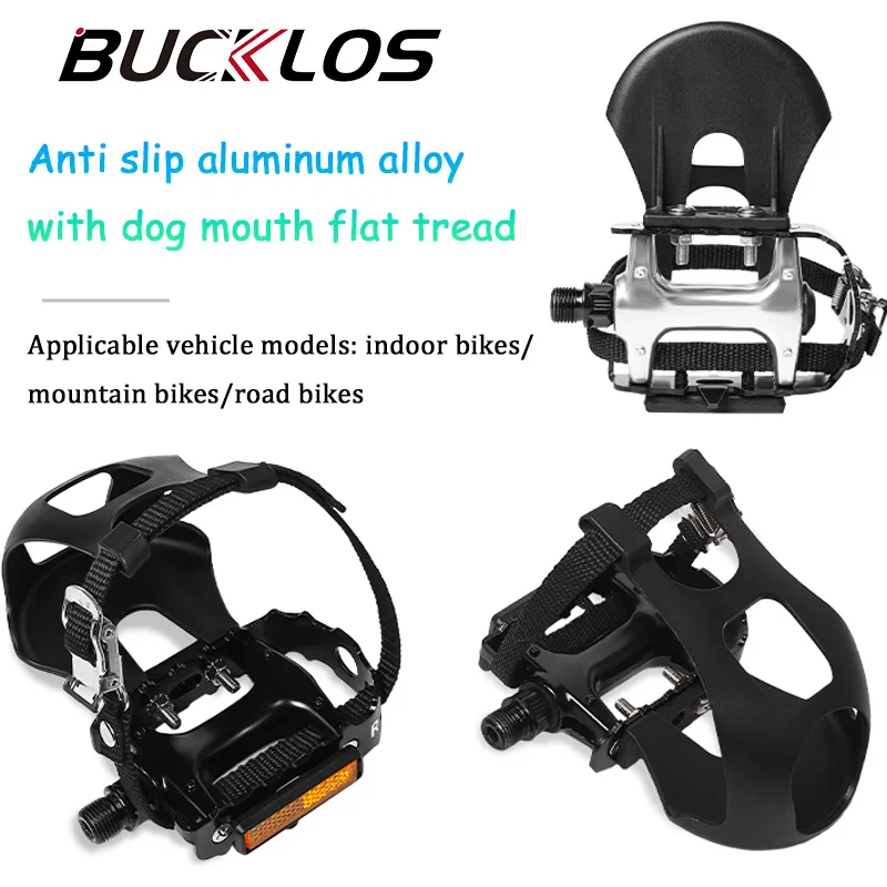

BUCKLOS Aluminum Alloy Bike Spin Pedal Ultralight Toe Clip Pedal Waterproof Indoor Exercise Spin Pedals for Bicycle Accessories