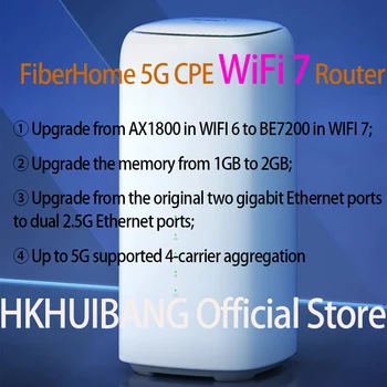 FiberHome 5G CPE Pro LG6851F WiFi 7 Router BE7200 Dual 2.5G Ethernet Ports NFC 4G LTE Cat1