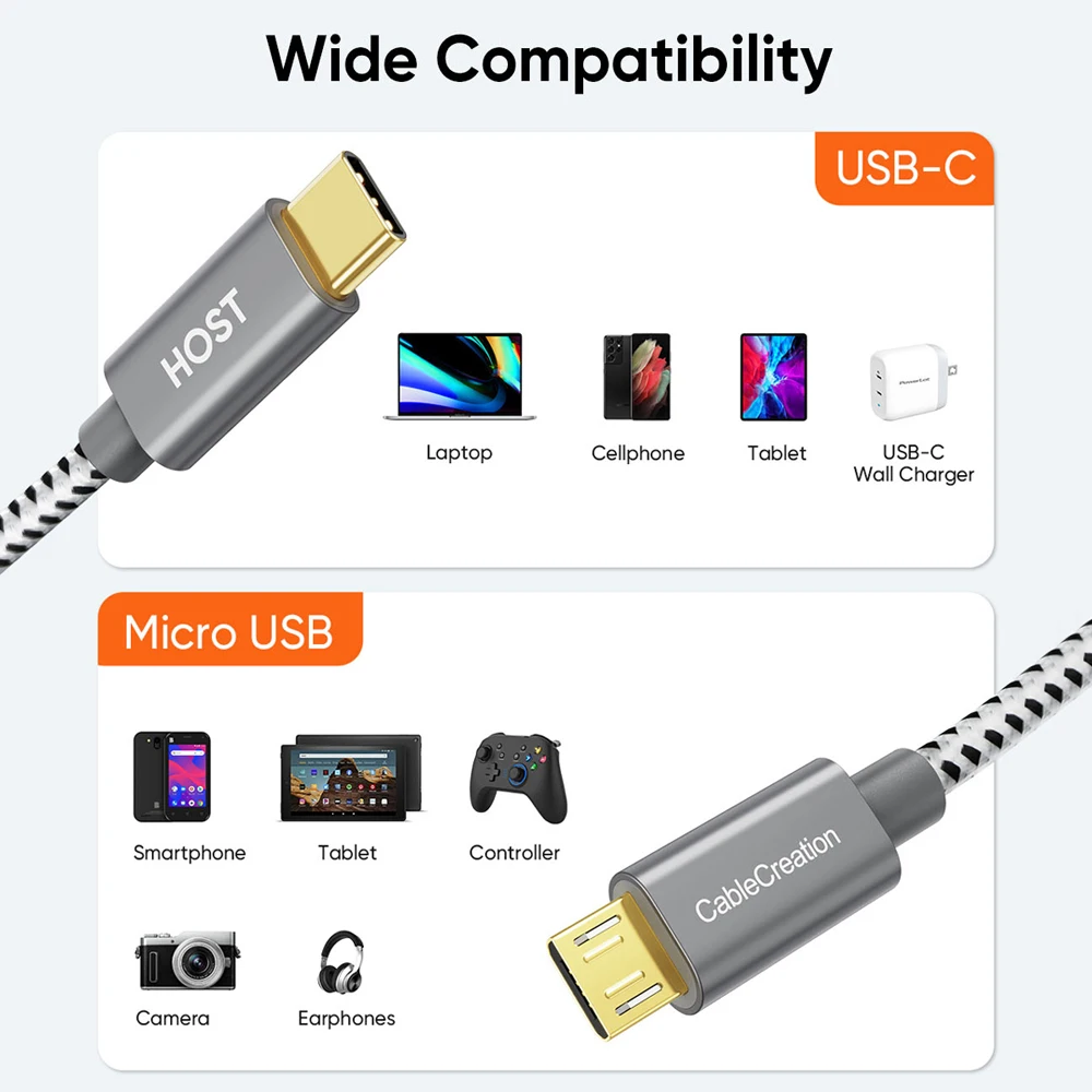 CableCreation USB Type C to Micro B OTG Cable for  DJI Mavic Air 2 Samsung Huawei Xiaomi MacBook pro Micro to Type C Cable