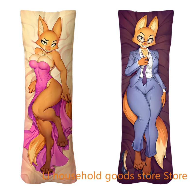 Funda de almohada de animé Dakimakura, funda de almohada de tamaño real con estampado de doble cara de The Bad Guys Diane Foxington