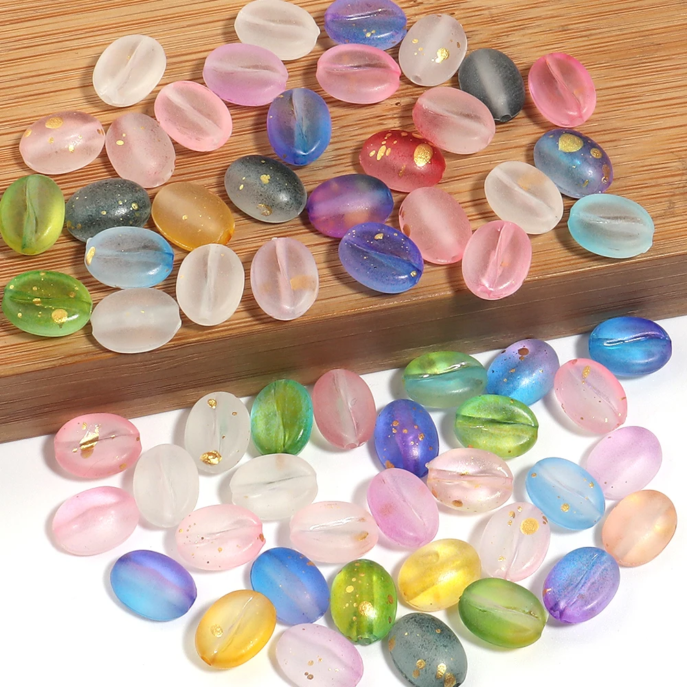 100 Stück zweifarbige, goldfarbene, mattierte Acrylperlen, Kaffeebohnen-Form, lose Abstandsperlen für die Schmuckherstellung, DIY-Armband, Halskette, Zubehör – Detail 6
