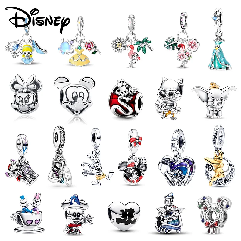 

Disney 925 Silver Mickey Donald Duck And Princess Many Other Pendant Beads Suitable For Girls Diy Bracelet