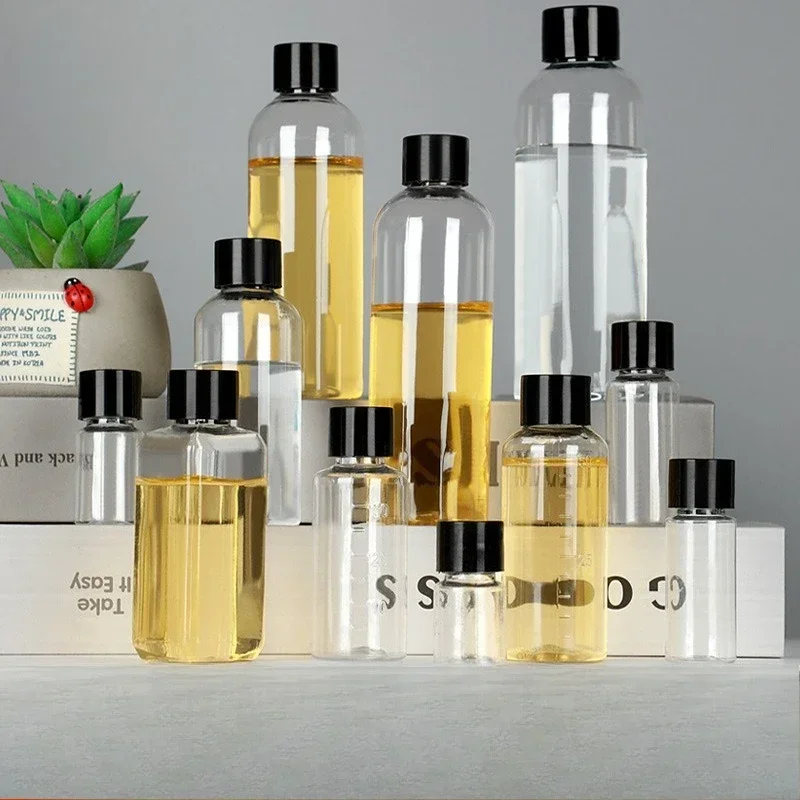 30/50/100pcs/lot 10/20/30/50/100/120ml Clear Fine Plastic Bottles Divided Into Small Samples with Lids Graduated Liquid Bottles