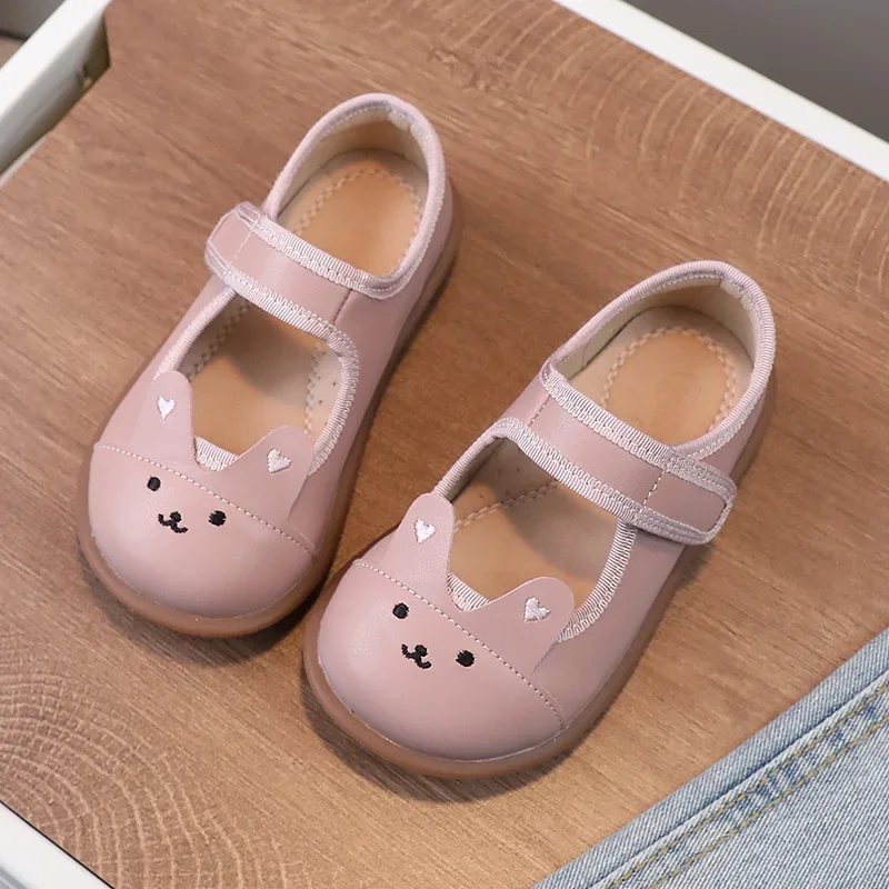 Spring Baby Girls Shoes Embroidered Cartoon Bunny High Quality Arch Insole Children\'s Flats Mary Jane Little Kids Casual Shoes