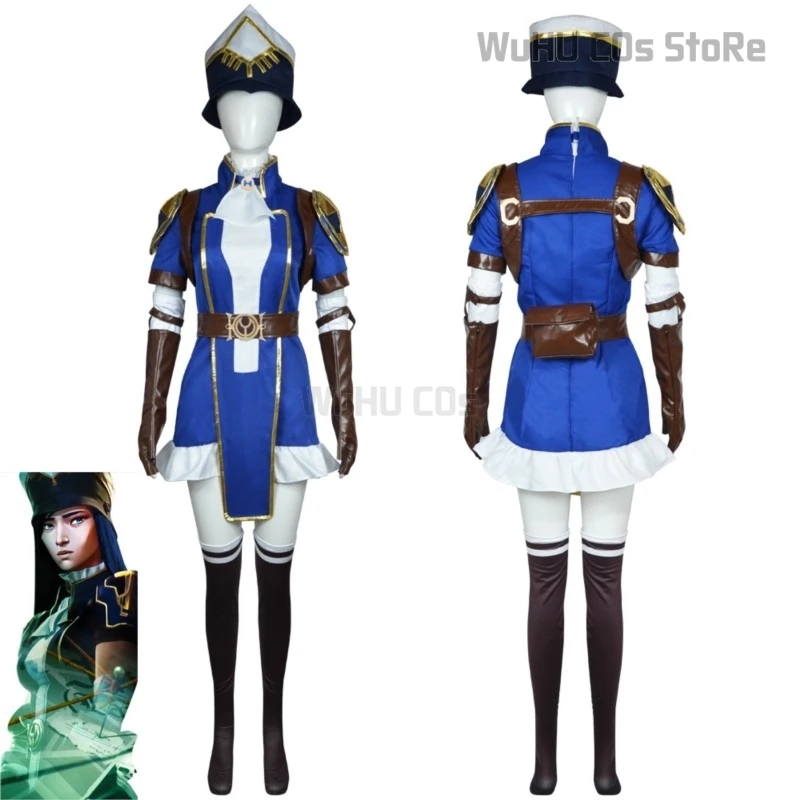 Arcane: LOL Caitlyn the Sheriff of Piltover Cosplay Fantasy Wig Roleplaying Costume Women Outfits Hat Halloween Carnival Suit