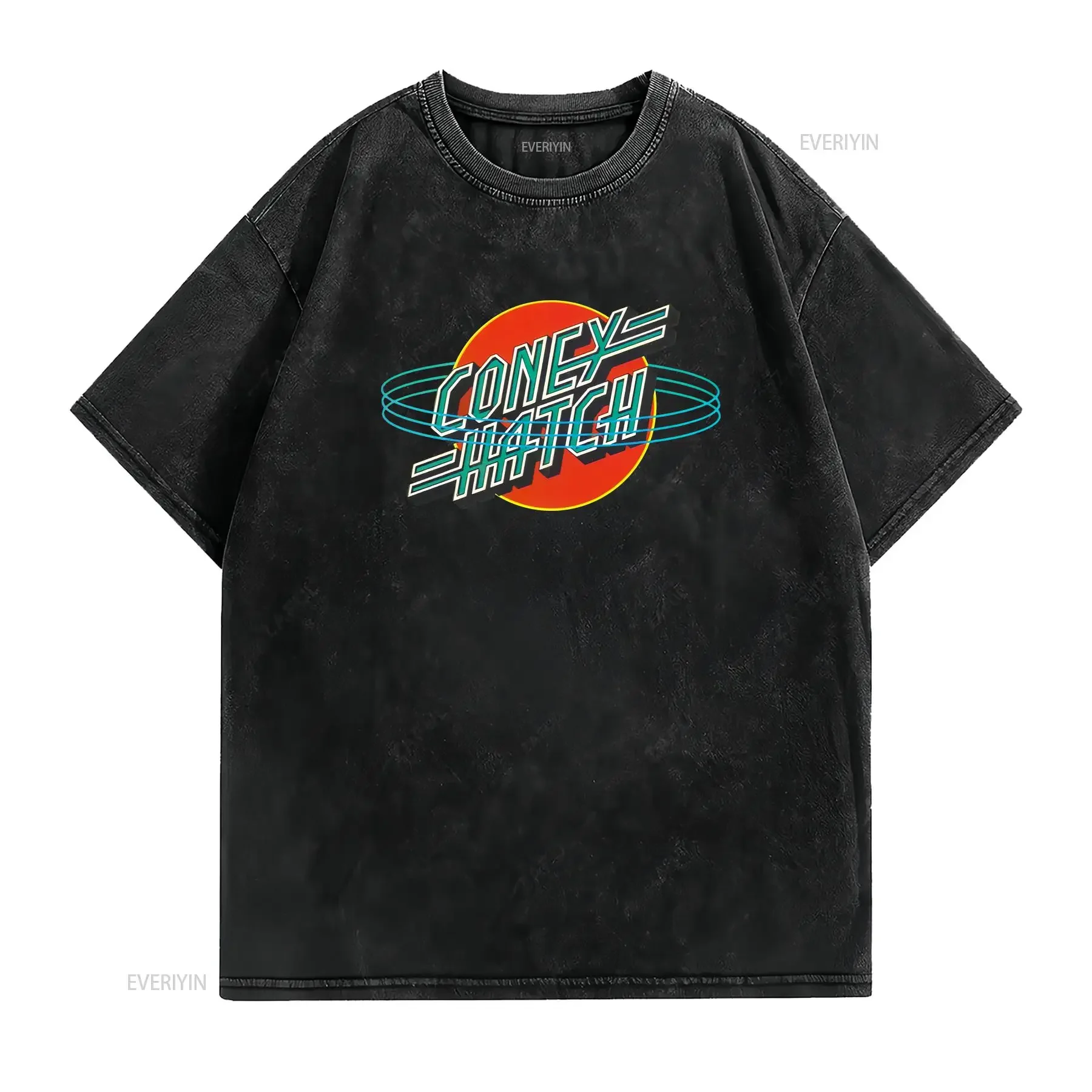 Best of Three Coney Hatch Black Color 100_ Cotton T Shirt SU017 vintage Washed fashion Slightly Top For Everyday Wear Stretched