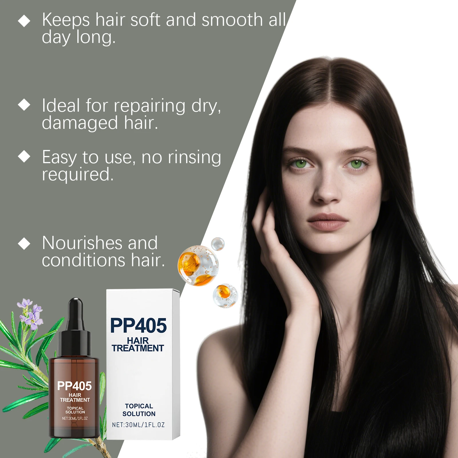 Suero capilar hidratante y nutritivo: nutre suavemente y protege el cabello, deja el cabello hidratado y suave, para un masaje diario