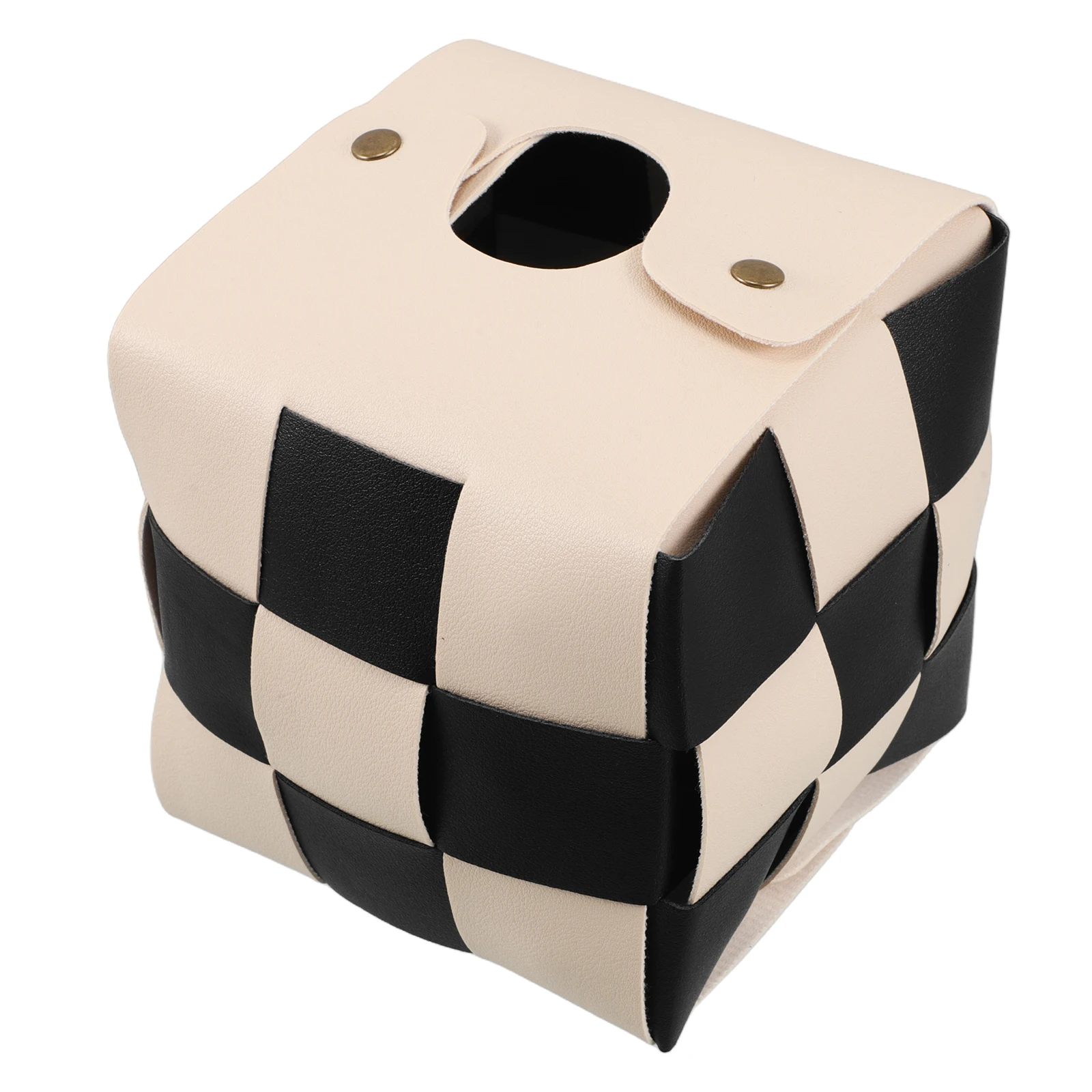 

Plaid Pattern Tissue Box Cover Artificial Square Tissue Holder Stylish Organizer Dispenser For Office Bedroom Car