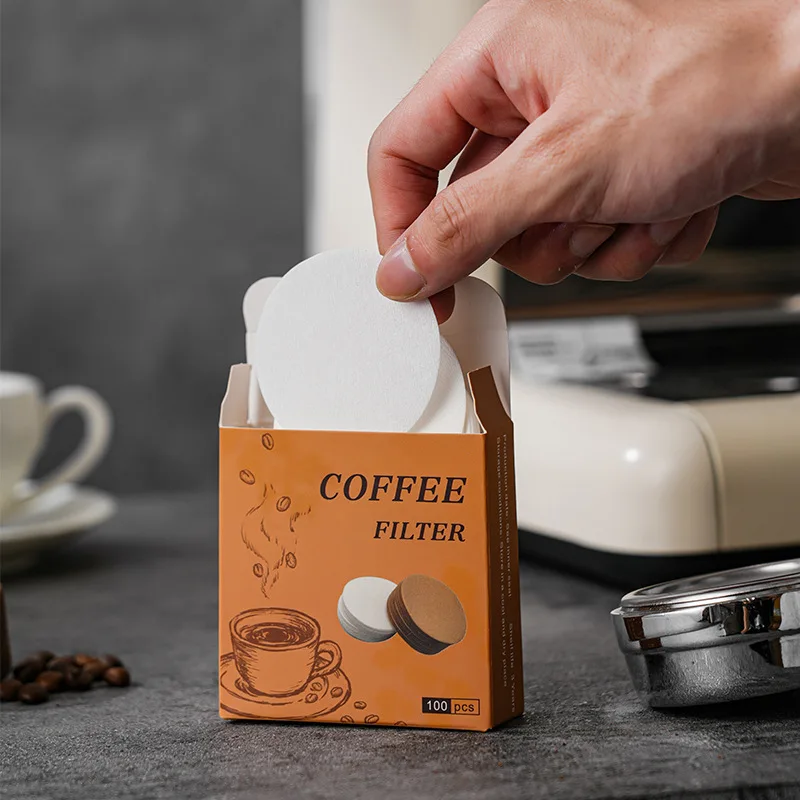 100Pcs Round Coffee Filter Paper Set 51mm/53mm/58mm/60mm Sizes Compatible Espresso Maker For V-60 Dripper Moka Pot & Coffee Br