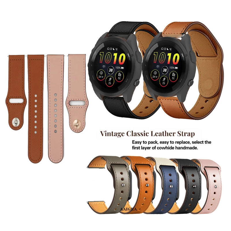 

For Garmin Forerunner 165 255 265 645 245 55 158 Music Strap 20mm 22mm Classic Leather Band