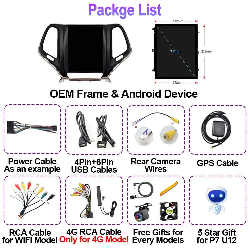 ل جيب شيروكي 5 KL 2013-2018 9.7 "7862S أندرويد 13 راديو السيارة تسلا نمط الوسائط المتعددة مشغل فيديو Carplay نظام تحديد المواقع نافي ستيريو 4G #5