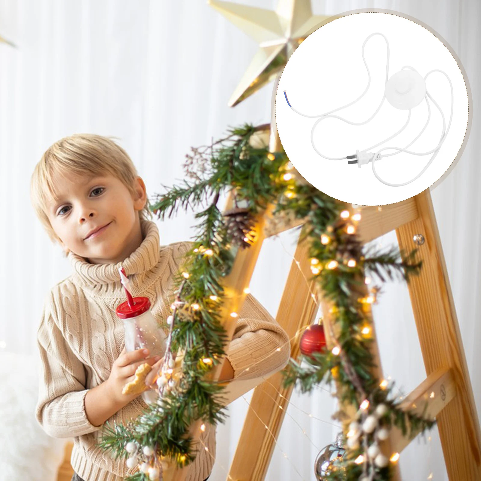 

1.8M Extension Cord Foot Switch Inline On For Lamps Christmas Tree Lights Holiday Decorations Power Cord Switch