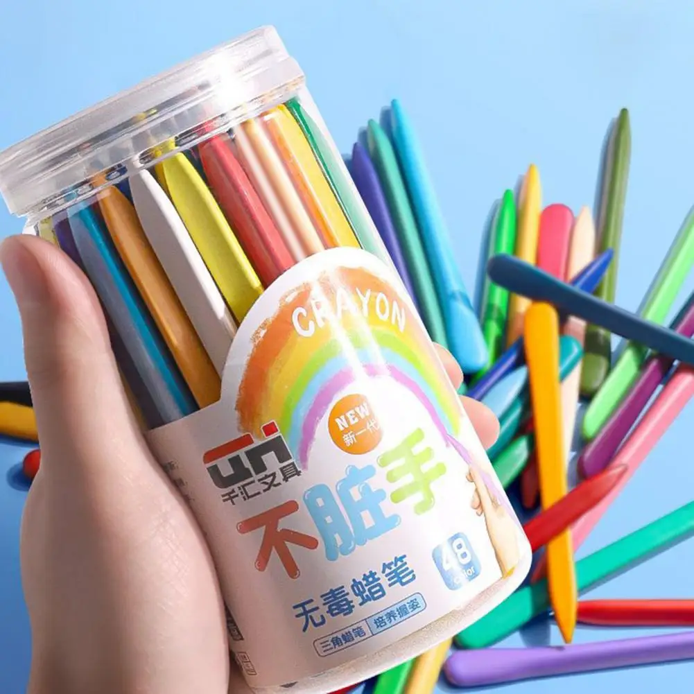 12Pcs Drawing Crayons Natural Color Stacking Crayons Bright Colors Ergonomic Design Coloring Pen Artistic Drawing Tool