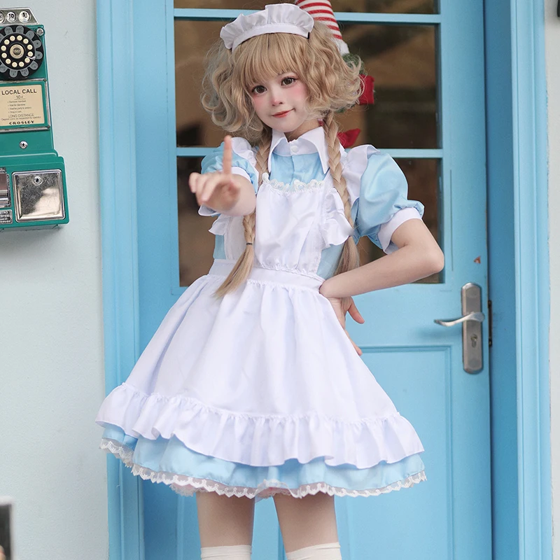 

Lolita Pink Maid Dress Japanese Sweet Women Kawaii Dress Role Play Costume Halloween Party Cosplay Anime Kawaii Clothing