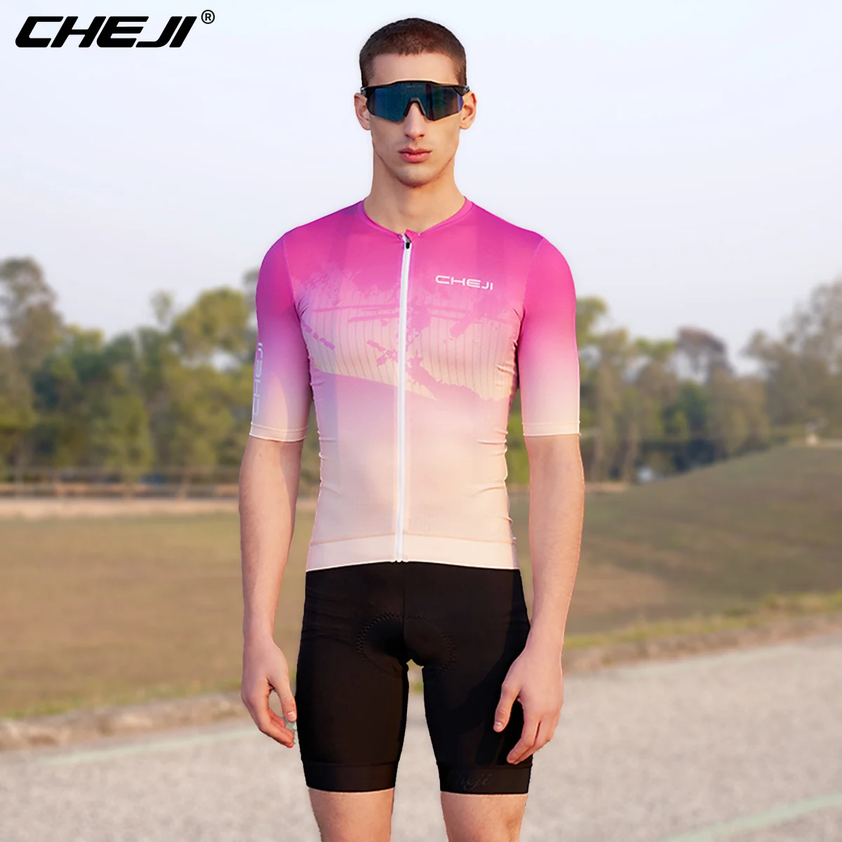 CHEJI Cycling Jerseys Breathable Clothing Men\'s Short Sleeved Tops Summer Quick Drying High-quality Quick Dry Anti-Shrink Summer