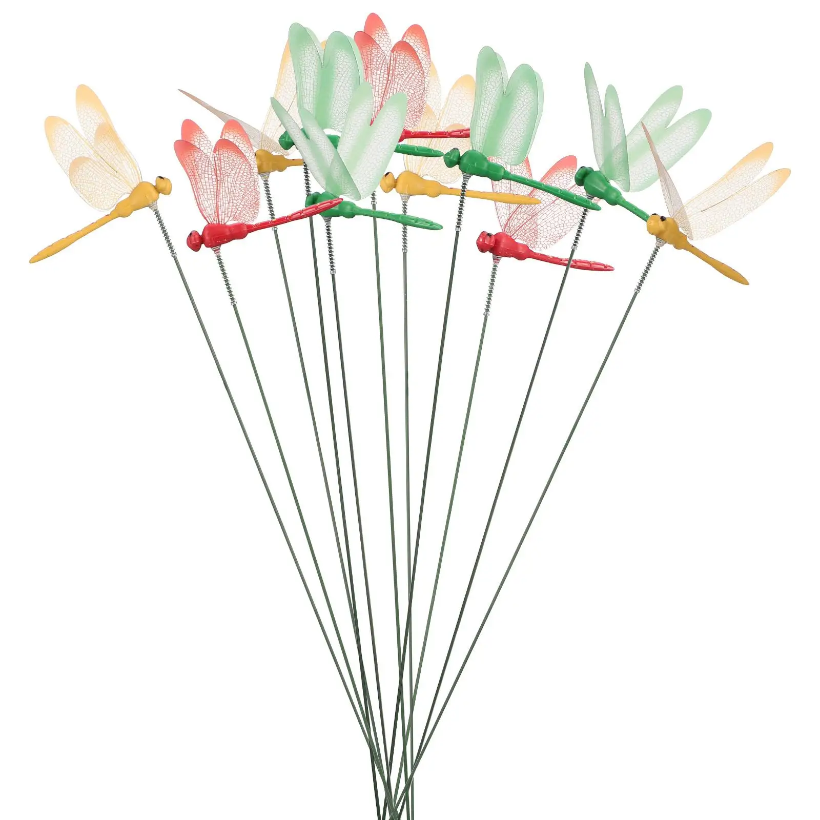 

16 Pcs Realistic PVC Dragonfly Stakes Garden Decoration Fluttering Simulation Artificial Decorative Yard Lawn naments Planter