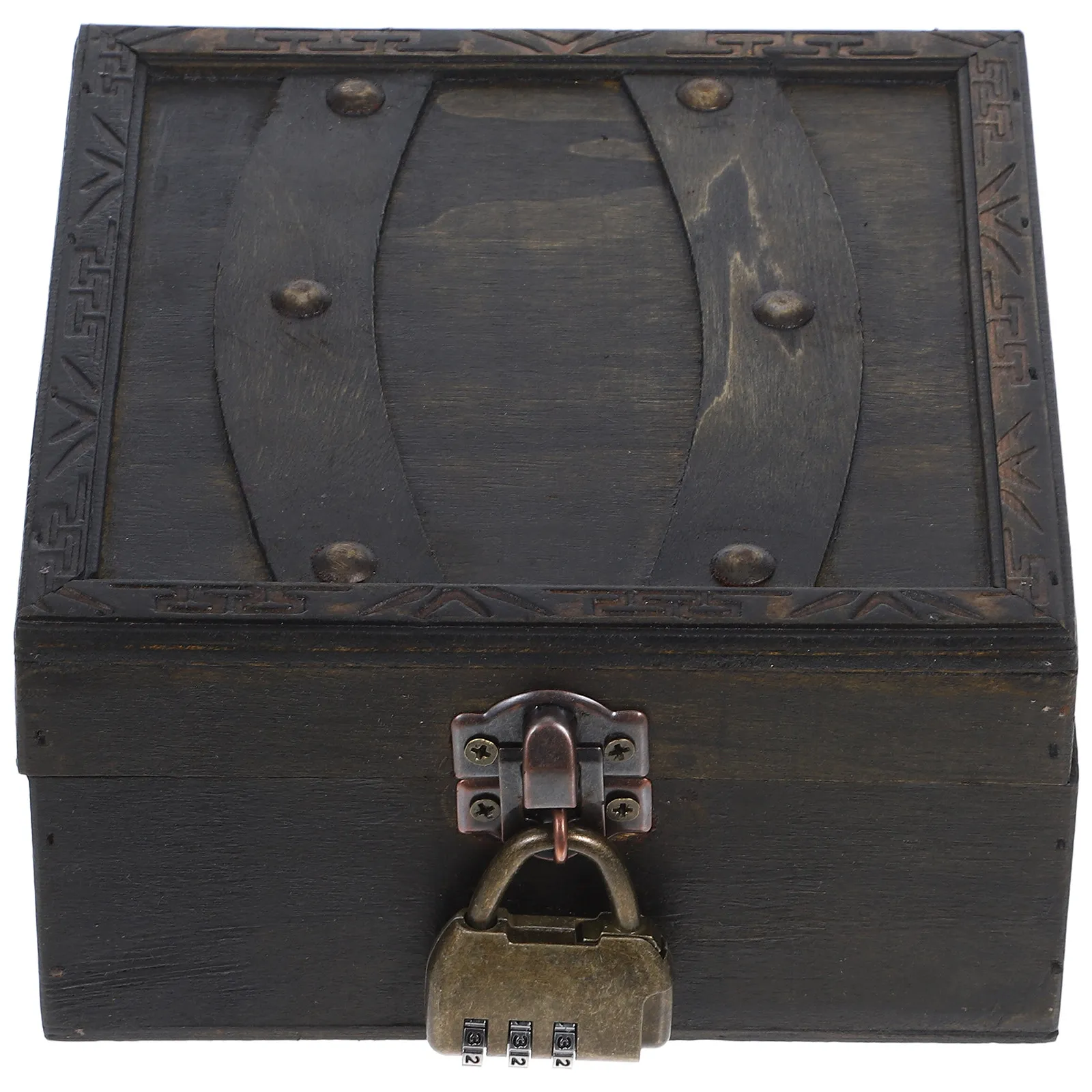Vintage Wooden Jewelry Storage Box Small Hinged Lid Decorative Organizer Chest for Trinkets Keepsakes Party Favors Treasure view 3