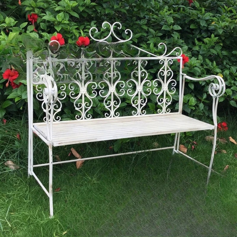 Vintage American Chair Wrought Iron Metal Double Chair Pastoral Courtyard Outdoor Rest Bench Balcony Backrest Chair Frame