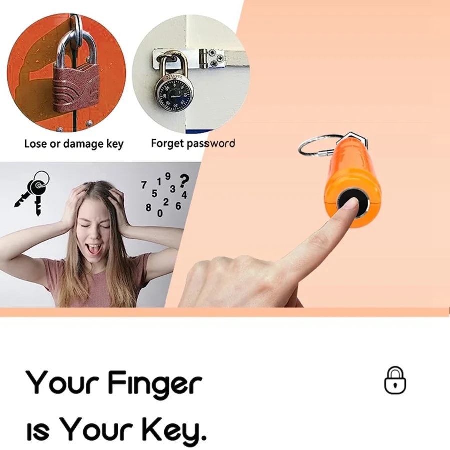 New Type Fingerprint Padlock Electronic Rechargeable Door Lock Security Anti-theft Fingerprint Lock Luggage Case Smart Lock