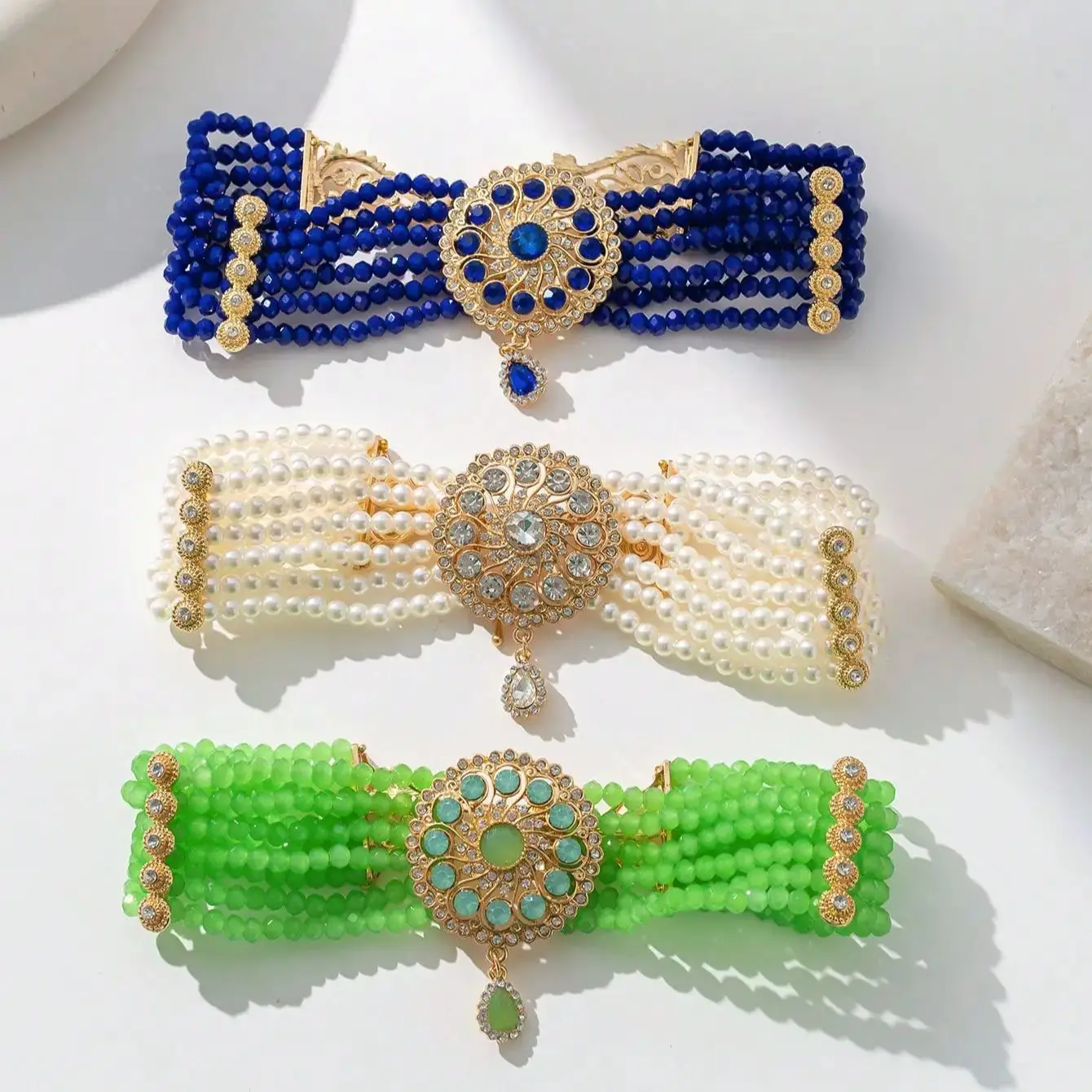 

Moroccan Handmade Beads Choker Necklace for Women Bridal Ethnic Wedding Jewelry Middle East Style Collar