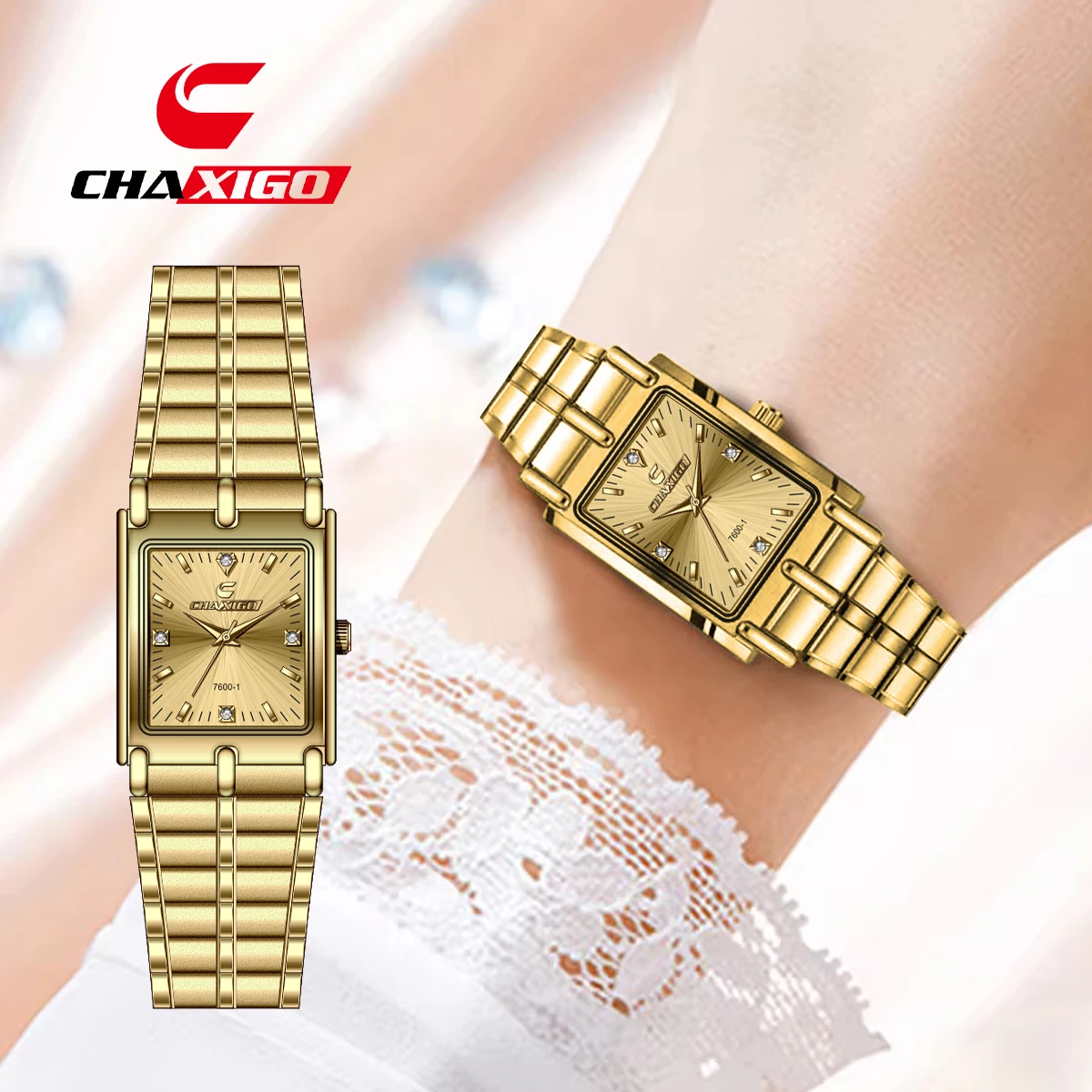 ساعة CHAXIGO النسائية الكلاسيكية المصنوعة من الفولاذ المقاوم للصدأ بنمط كاجوال، مقاومة للماء حتى 30 مترًا، مينا زجاجي معدني #2