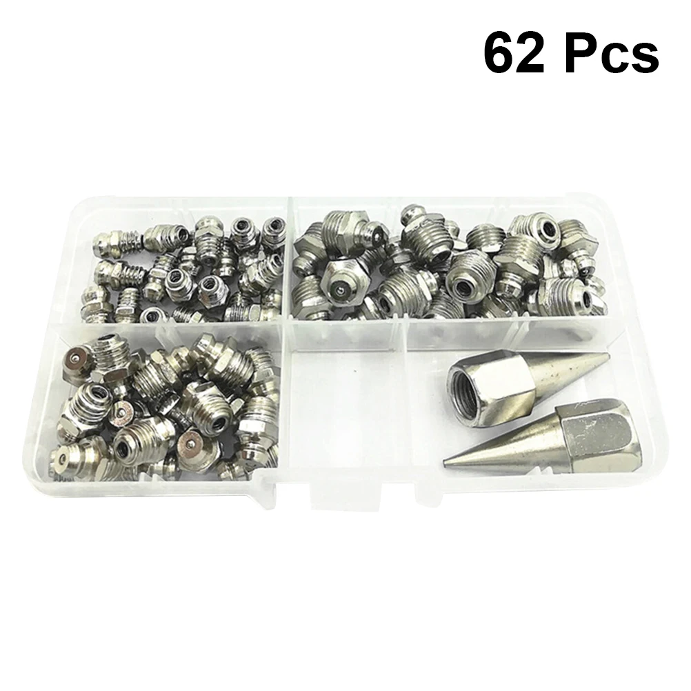 

Assorted Grease Fitting Kit Lubricating Screw Nozzle Durable Stainless Steel Angle Bearings Maintenance Tools Storage Case