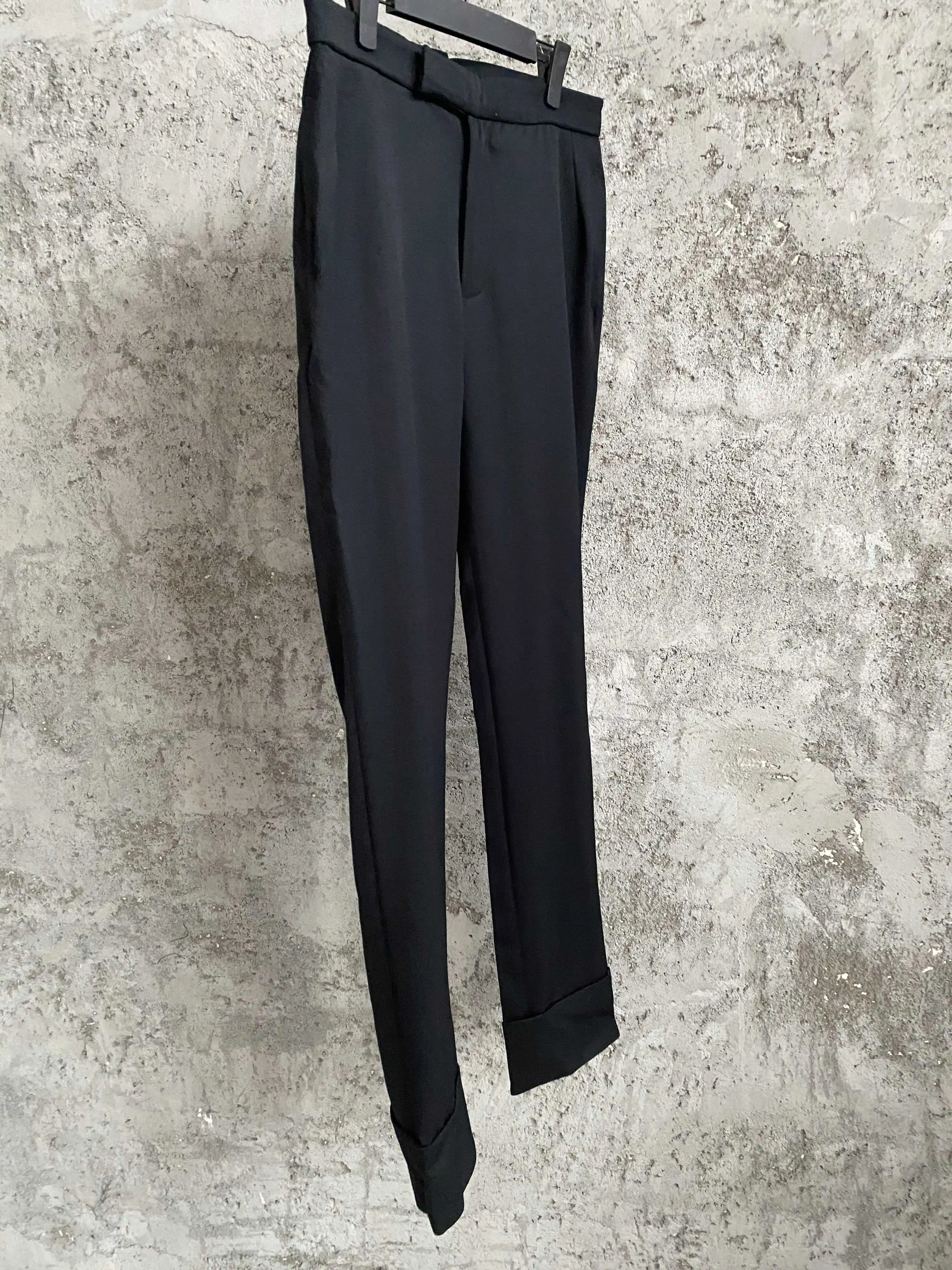 TOP-YAMAMOTO original design wool design asymmetrical pants, casual pants, loose long pants