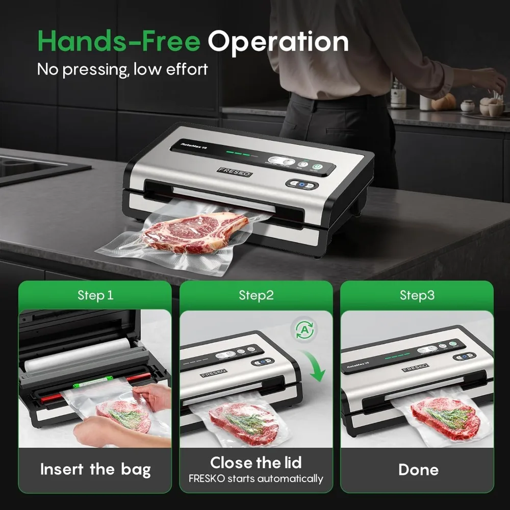 Automatic Vacuum Sealer for Food, Hands-Free, 50 Bags in 20 Mins, Built-in Cutter & Roll Storage - view 4
