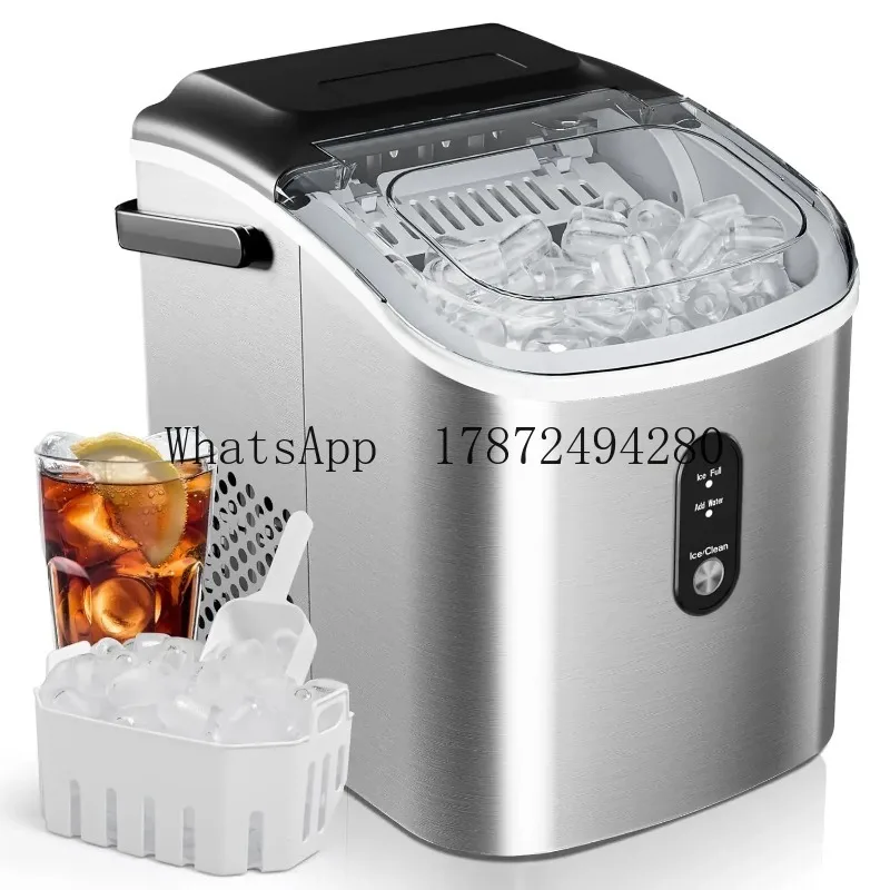 

【Best-selling】Popular Choice 26 lbs/Day Portable Self-Cleaning, 9 Bullet Ice in 6 Min, Silver, Auto-Cleaning, with Basket and Sc