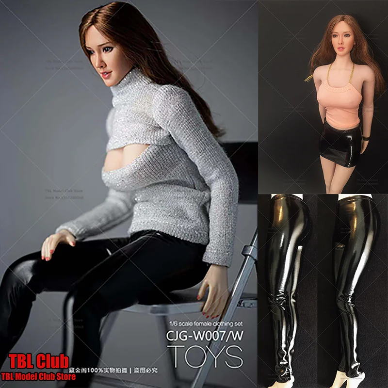 

1/6 Scale Girl Clothes Black Shiny Leather Elastic Short Skirt Pants For 12-inch PH JO UERYCOOL UD HT LD Action Figure Soldier