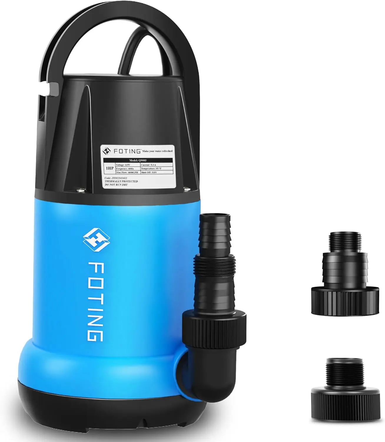 

1HP Submersible Water Pump, 4600GPH Portable Transfer Pump for Pool Pond Basement with Cord