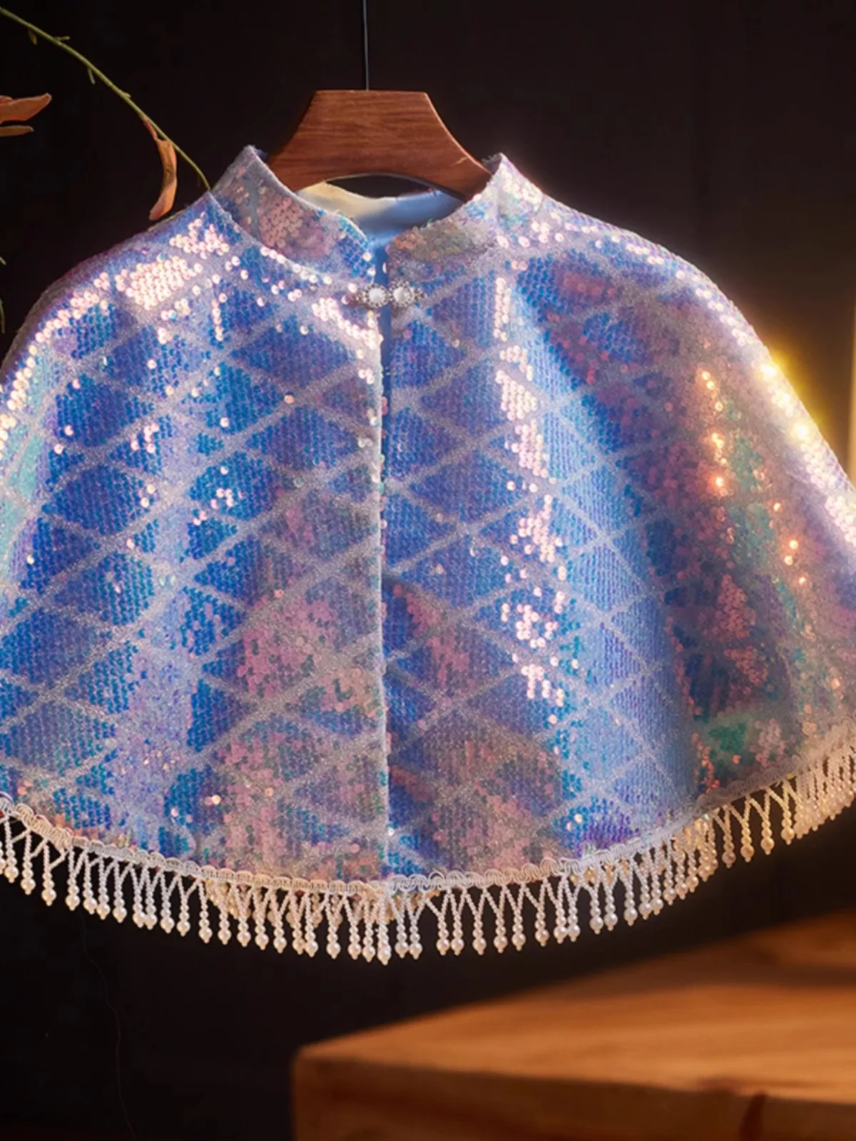 Women's Spring Autumn Vintage Shiny sequins Pashmina Female Winter Shawl Cloak Collar R1389