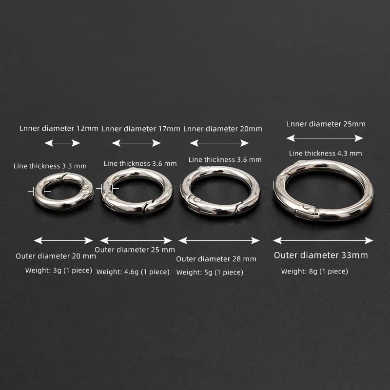 5 Stück Gold schwarz Metall O Ring Feder verschlüsse zu öffnen Karabiner Schlüssel bund Stecker DIY Anhänger Schmuck Clips Haken Hunde kette Schnalle – Detail 1