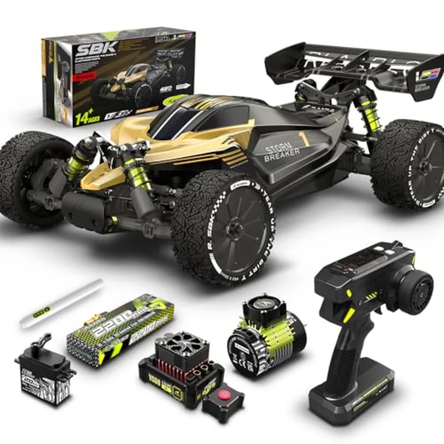 

1/10 Brushless RC Cars RTR for beginners black carbon fiber with metal drivetrain waterproof electronics 4WD max 50+ MPH ages 1